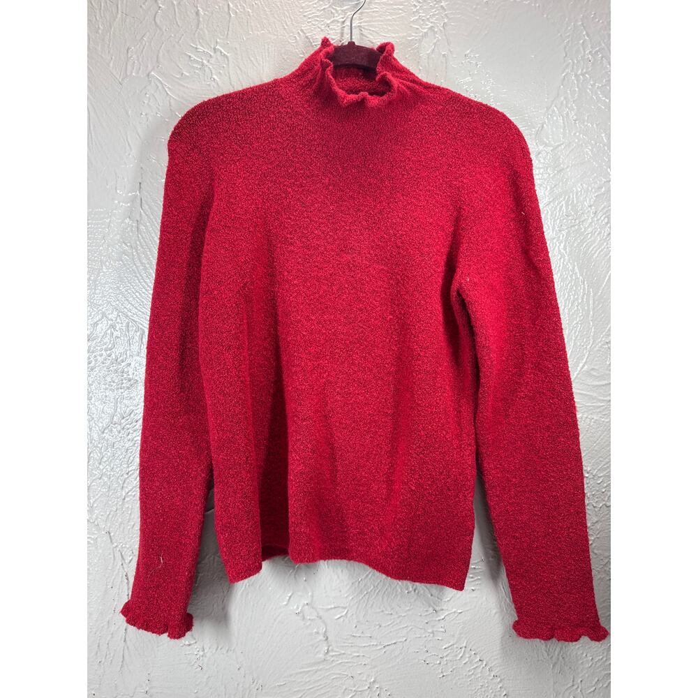 Sigrid Olsen Sport Womens Red Mock Turtleneck Sweater Wool Blend PS Petite Small